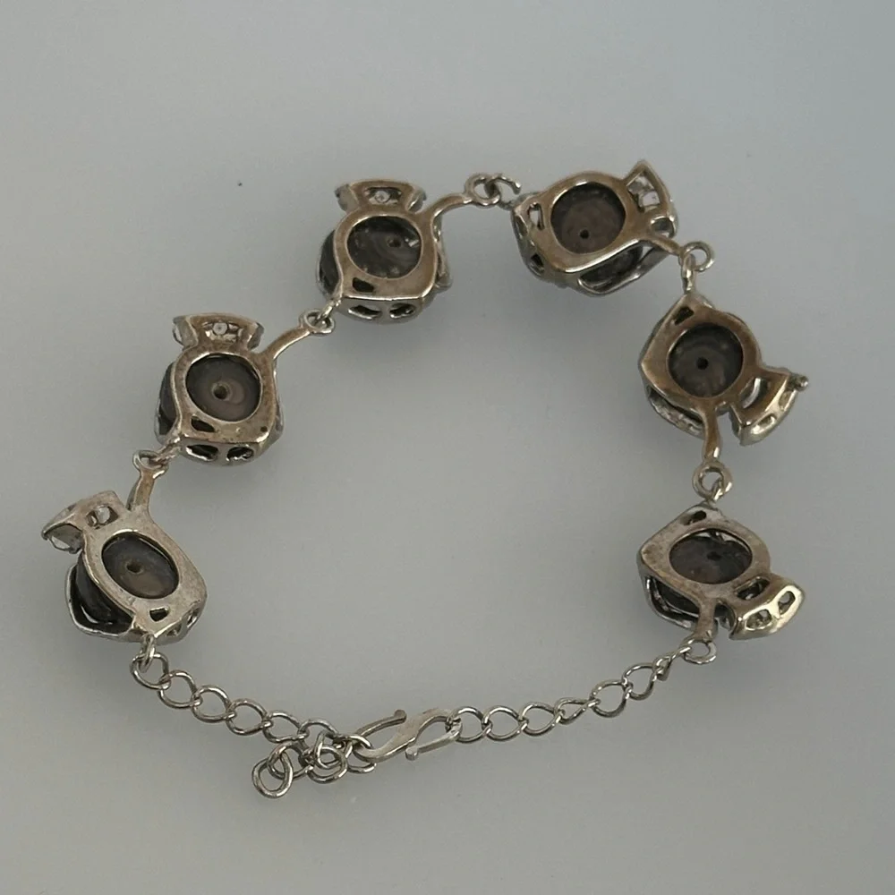 18k Gold Silver and Black Pearls Bracelet​